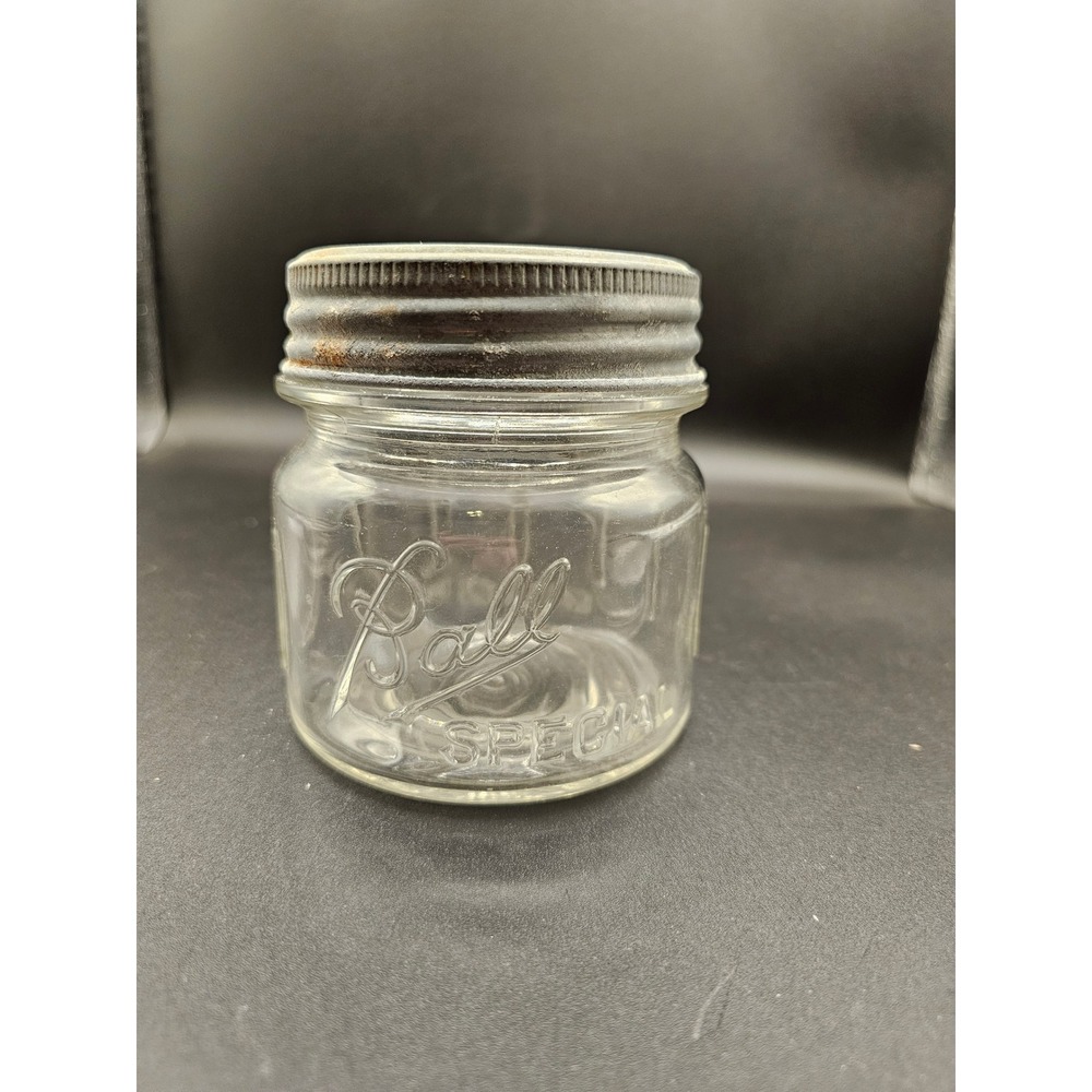 Vintage Ball Special Mason Jar Clear Glass Wide Mouth Made in USA with Lid 3pc